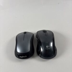 Lot of 2 Logitech Wireless Mouse Black Gray USB Office Mice  Untested